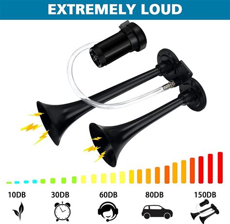 Super Loud Dual Trumpet Train Air Horn V System Kit For Car Truck