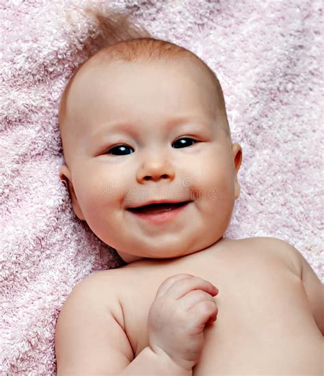 Newborn Smiling Baby Stock Photo Image Of Color Facial