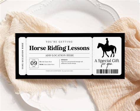 Horse Riding Lessons Voucher Editable Horse Leases Certificate