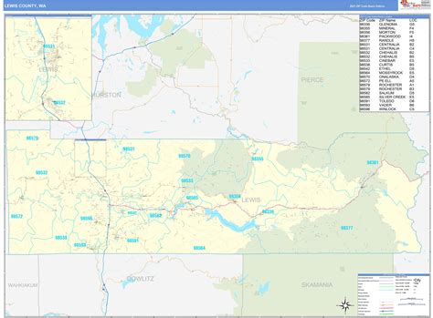 Lewis County, WA Zip Code Wall Map Basic Style by MarketMAPS - MapSales