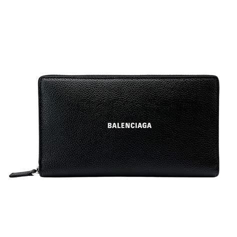 Balenciaga 經典品牌標誌皮革拉鍊長夾594317 黑 歐系精品包配件 Yahoo奇摩購物中心