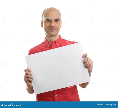 Man Holding Blank Paper Stock Photo Image Of Person 34648448