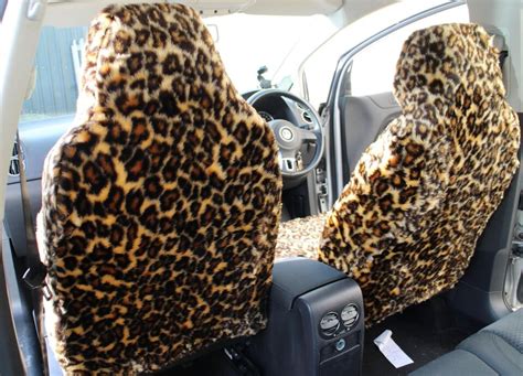 For Vw Taigo Leopard Faux Fur Furry Car Seat Covers Full Set Ebay