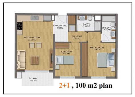 2 1 100 M2 Amerikan Mutfak Ev Projesi DWG Pislik Mimar