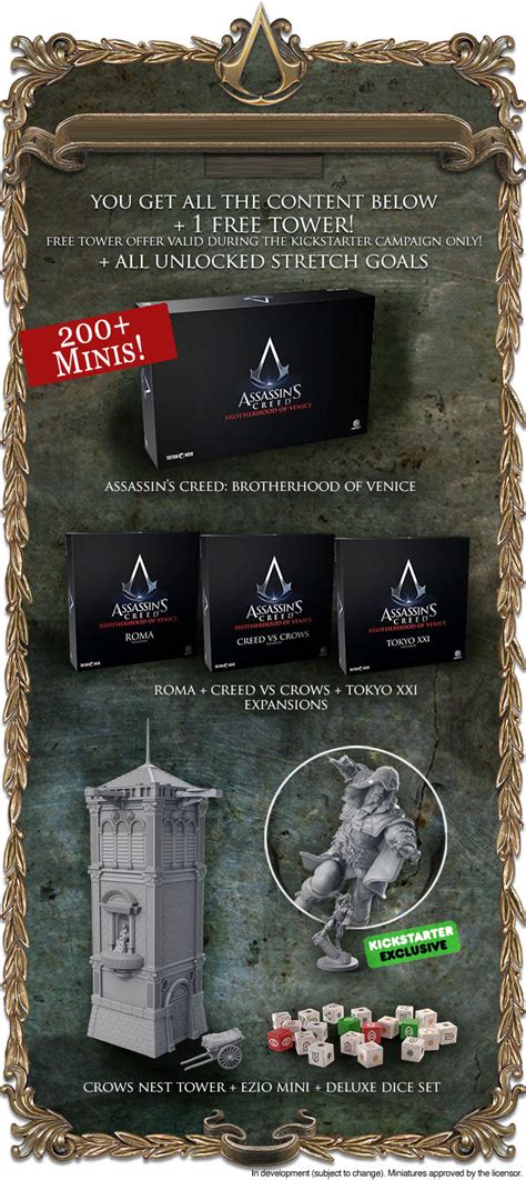 Assassins Creed Brotherhood Of Venice Master Assassin All In Pledge Kickstarter Board Game