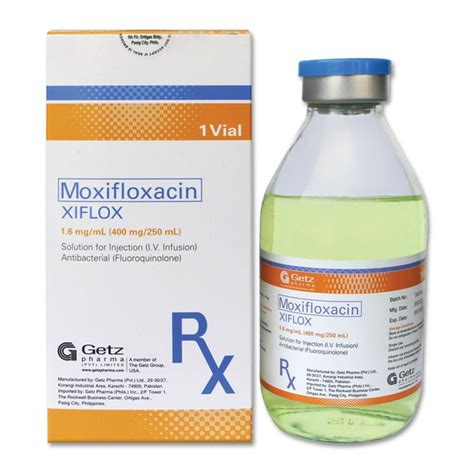 Xiflox Moxifloxacin Hydrochloride 16mg Ml 400mg 250ml Solution