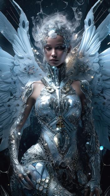 Premium Photo | Fantasy image of a beautiful female angel with wings fantasy generative ai