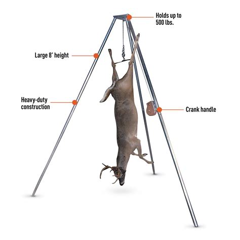 Game Hanger Lift Hoist Gambrel Portable 500 Lb Tripod Deer Bow Hunting ...