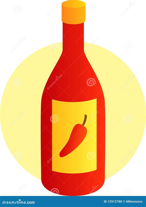 Red Hot Chili Sauce Bottle Stock Illustration Illustration Of Condiments 12912788