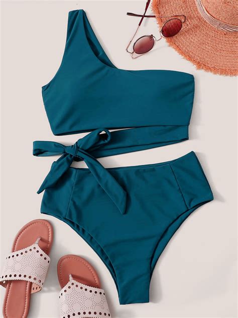 SHEIN Swim Chicsea Bikini à nœud asymétrique Mode en ligne SHEIN FRANCE