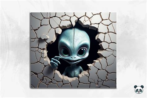 3D Alien Cracked Hole Tumbler Wrap 24 Graphic By Pandastic Creative