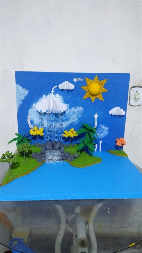 Maquete escolar o tema ciclo da água na natureza Recycled Crafts