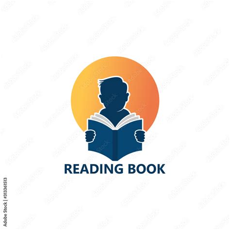 Kid Reading Book Logo Template Design Stock Vector | Adobe Stock