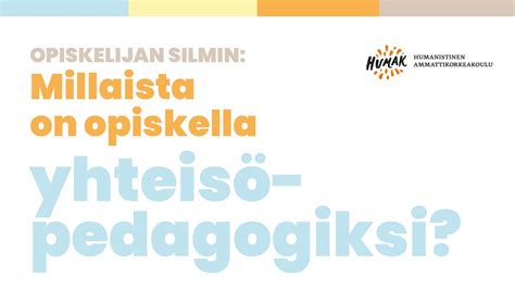 Opiskelijan silmin Millaista on opiskella yhteisöpedagogiksi YouTube