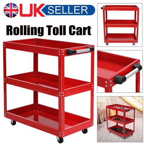 Heavy Duty Garage Tool Storage Trolley Workshop Tier Tray Wheel Cart