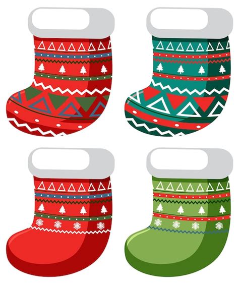 Conjunto De Calcetines De Navidad Vector Premium