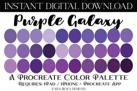 Purple Galaxy Procreate Color Palette Graphic By Zararozadesigns