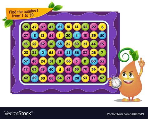 Find Numbers To 70 Royalty Free Vector Image Vectorstock