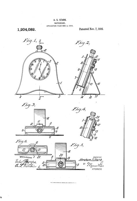 Patent Watch Holder by Abraham S. Stark Issued Nov 7, 1916