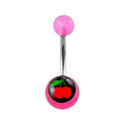 Piercing Nombril Acrylique Transparent Rose Cerises 521 Piercing