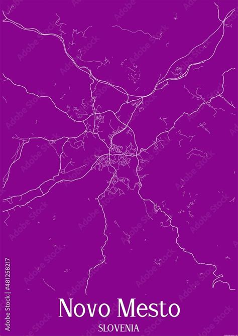 Purple map of Novo Mesto Slovenia. Stock Illustration | Adobe Stock