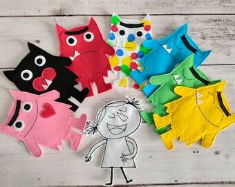 The Colour Monster 7 Monsters Set Puppet Edition Etsy UK