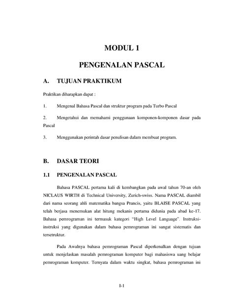 Praktikum Dasar Pemrograman Modul Sampai I Modul Pengenalan