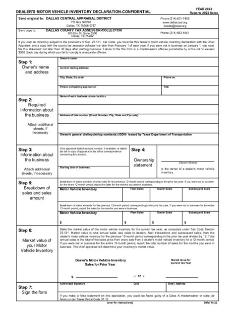 Fillable Online Dealer S Motor Vehicle Inventory Tax Fax Email