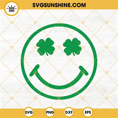 Shamrock Smiley Face Svg Retro Lucky Clover Svg Saint Patricks Day