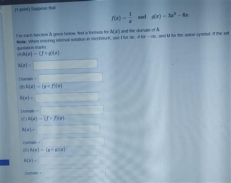 Solved 1 Point Suppose That F X X1 And G X 3x36x For Chegg