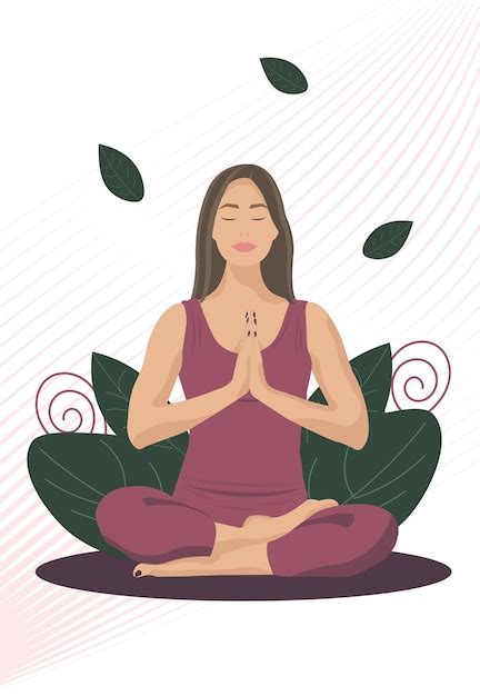 Jovem mulher meditando em pose de lótus estilo sem rosto ilustração