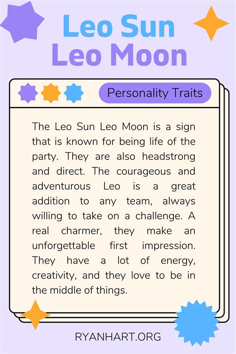 Leo Sun Leo Moon Personality Traits | Ryan Hart