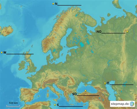 StepMap Natürliche Grenzen Europas Landkarte für Europa