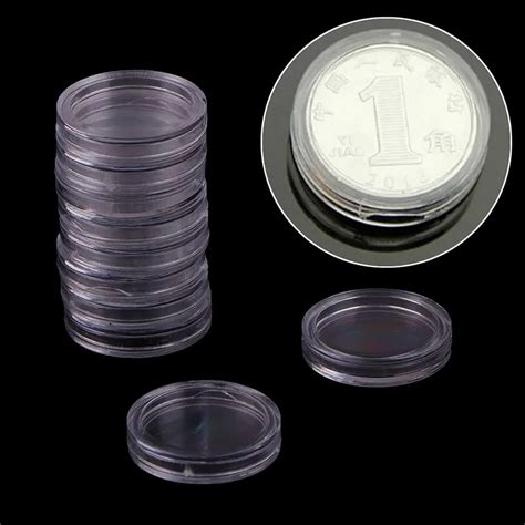 10Pcs 18mm Plastic Coin Capsules Box Transparent Small Round Coin