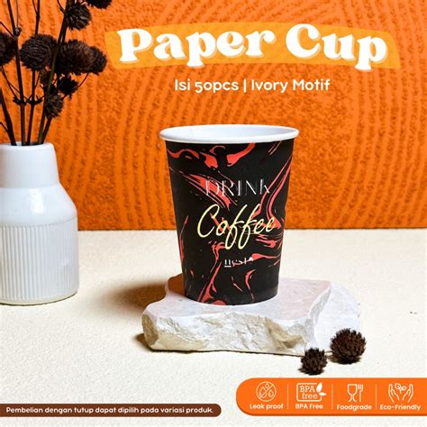 Jual ISI PCS Paper Cup Oz Ml Gelas Kertas Kopi Teh Polos Motif Tahan Panas Hot