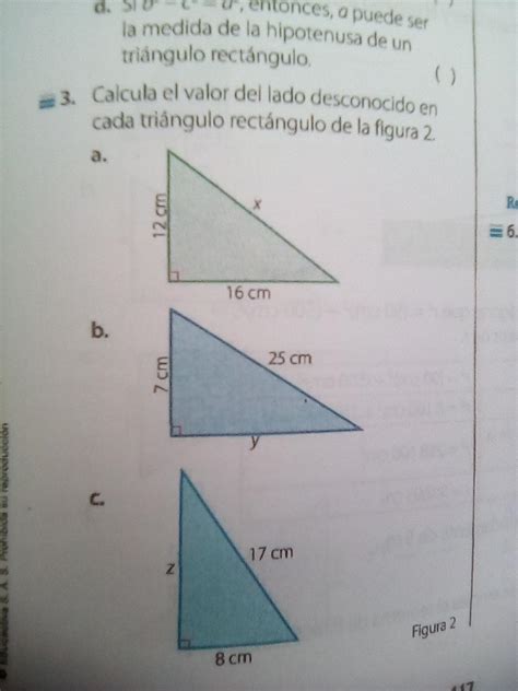 Calcula El Valor Del Lado Desconocido En Cada Triángulo Rectángulo