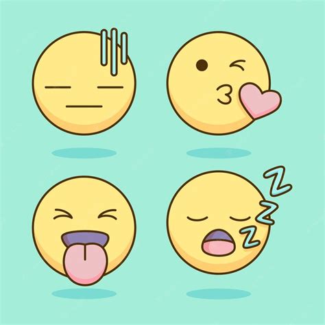 Premium Vector | Vector kawaii emoji sticker collection