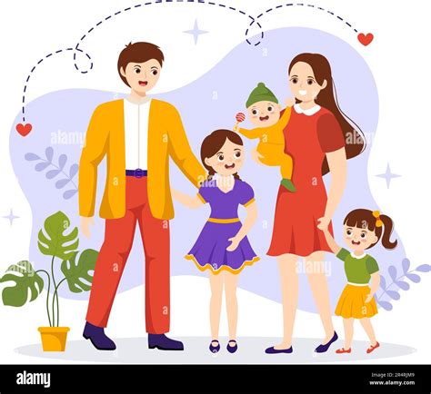 Ilustración vectorial de valores familiares de madre padre e hijos