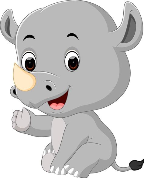 Cute Happy Rhino Cartoon 10302234 Vector Art At Vecteezy