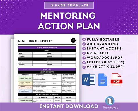 Mentoring Action Plan Template Probiztemplates