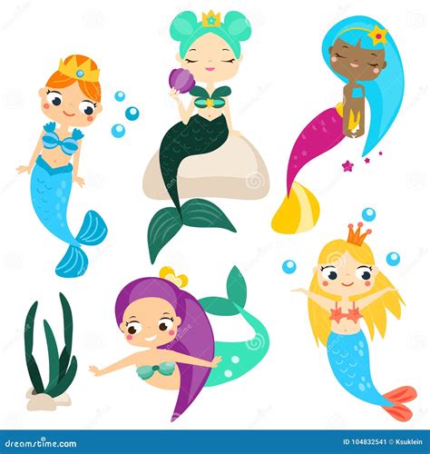 Kawaii Mermaid Instant Download Cute Mermaids Planning Clipart Kawaii