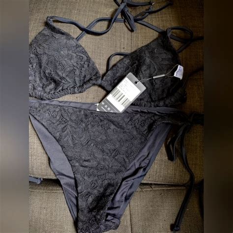 Swim Brand New Very Rare Find Relleciga Black Lace String Bikini Poshmark