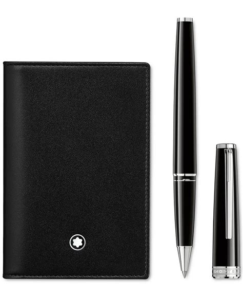 Montblanc Meisterstück Black Rollerball Pen And Business Card Holder Set Macy S