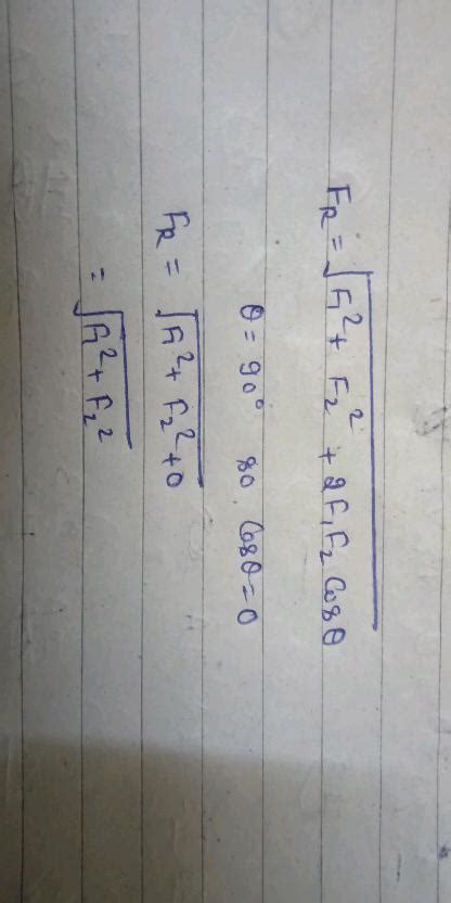 Two Force Fi And F2 Are Acting Right Angles To Each Other Their Resultant