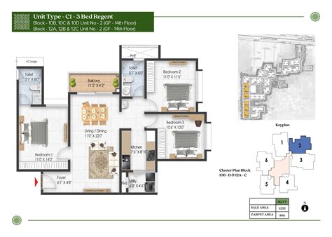Floor Plan of Prestige Pallava Gardens | 1, 2, 3 & 4 BHK Apartments