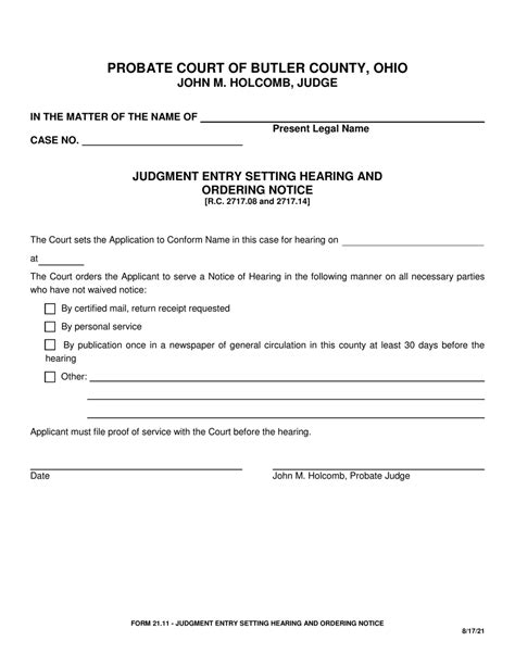 Form 2111 Download Fillable Pdf Or Fill Online Judgment Entry Setting