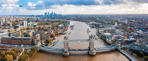 Aerial panoramic cityscape view of the London Tower Bridge 5125776