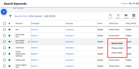 Keyword Match Types In Google Ads Broad Phrase And Exact Match