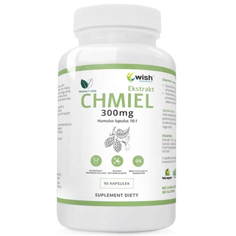 CHMIEL EKSTRAKT Z SZYSZEK CHMIELU 300mg 90 KAPSUŁEK PRODUKT WEGE Wish