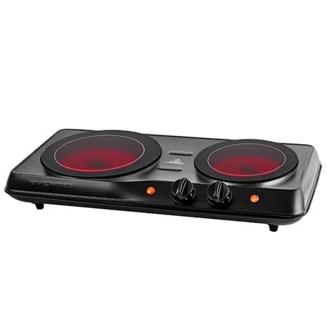OVENTE Double Infrared Burner In And In Black Hot Plate BGI B The Home Depot